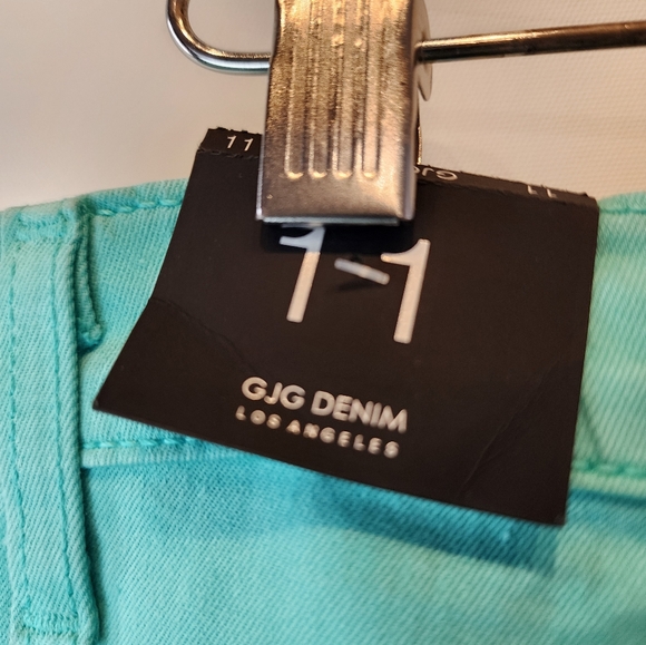 DJG Denim High Waisted Flare Jeans Teal Aqua Stretch Retro Style Jeans Size 11 - Picture 7 of 9